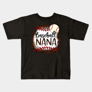 Baseball Nana Leopard   Baseball Nana Kids T-Shirt